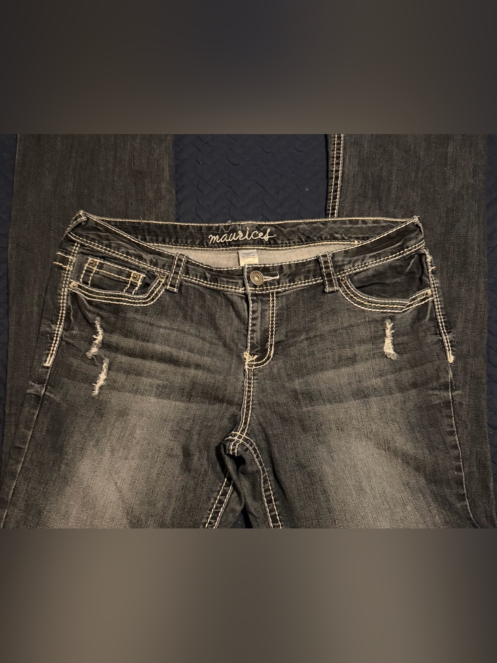 Maurices Women's Dark Gray Distressed Boot Cut Jeans